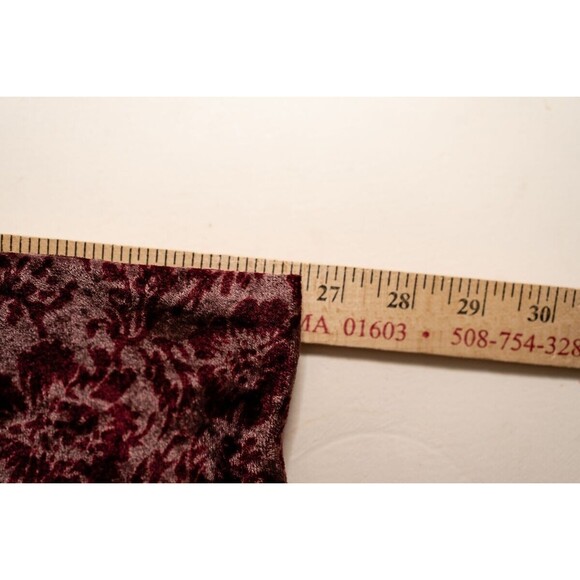 Velvet floral burnout rectangle scarf burgundy wine red 8" x 52" whimsigoth - Picture 4 of 4